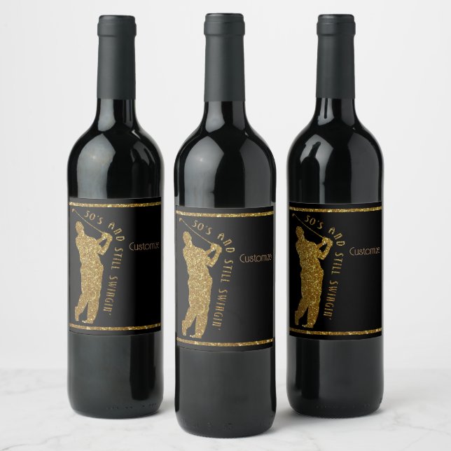 Étiquette Pour Bouteilles De Vin Toujours Swingin' Golfers 50 À 59 Étiquette de vin (Bouteilles)