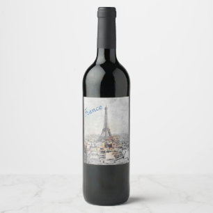 Étiquette Pour Bouteilles De Vin Tour Eiffel Paris France Étiquette de Vin – Élégan