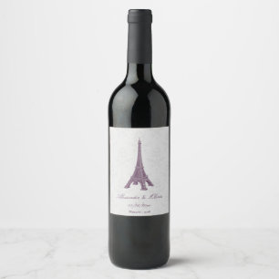 Étiquette Pour Bouteilles De Vin Tour Magenta Eiffel Mariage damassé