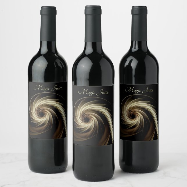 Étiquette Pour Bouteilles De Vin Tourbillon doré sur fond noir  (Bouteilles)