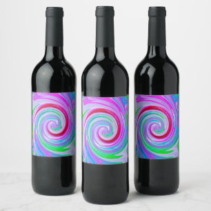 Étiquette Pour Bouteilles De Vin Tourbillon Rouge Groovy Abstrait sur Fond Violet e