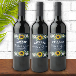 Étiquette Pour Bouteilles De Vin Tournesol bleu de la marine russe|Mariage margueux