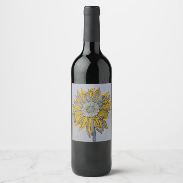 Étiquette Pour Bouteilles De Vin Tournesol, Bouteille de vin étiquettes, Oeuvre, Ar (Devant)