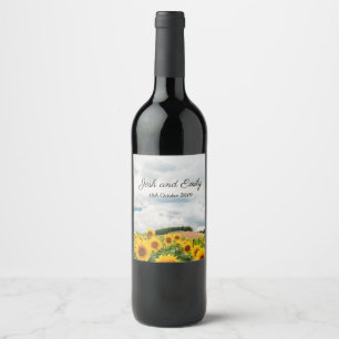 Étiquette Pour Bouteilles De Vin Tournesol Jaune Russe Mariage