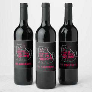 Étiquette Pour Bouteilles De Vin Tout D'abord Je Suis Un Délice De Chat Noir Rugiss