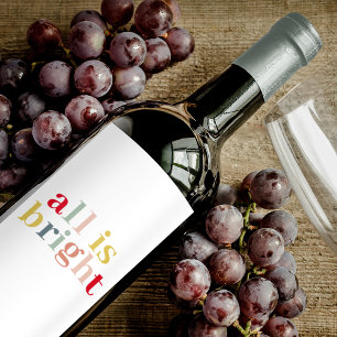 Étiquette Pour Bouteilles De Vin Tout Est Clair Et Coloré Moderne Joyeux Fêtes