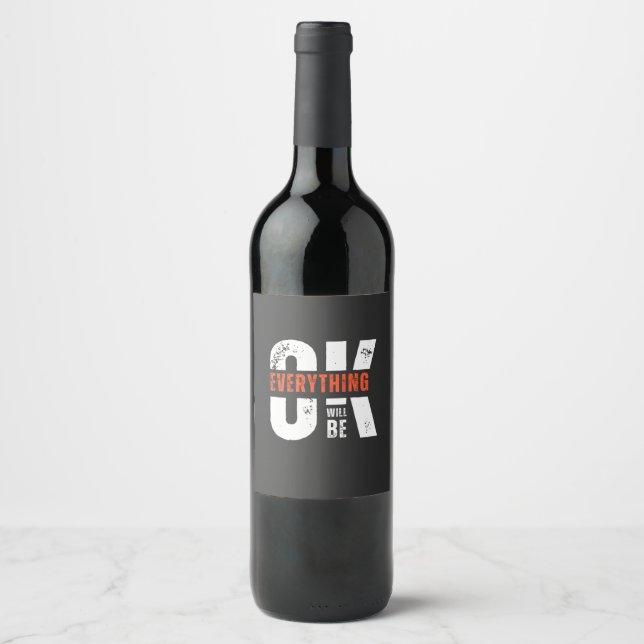 Étiquette Pour Bouteilles De Vin Tout ira bien (Devant)