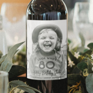 Étiquette Pour Bouteilles De Vin Toute fête d'anniversaire chic typographie photo n