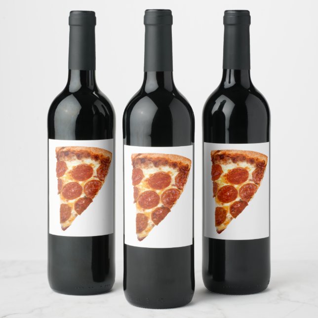 Étiquette Pour Bouteilles De Vin Tranche de pizza pepperoni classique de SlipperyJo (Bouteilles)