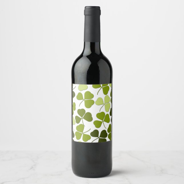 Étiquette Pour Bouteilles De Vin Trèfle vert dans une variété de nuances (Devant)