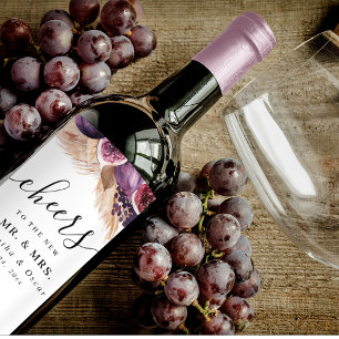 Étiquette Pour Bouteilles De Vin Trendy Beauty Figs Violets & Pampas