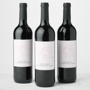 Étiquette Pour Bouteilles De Vin Trente, Flirty florissant rose moderne 30e anniver