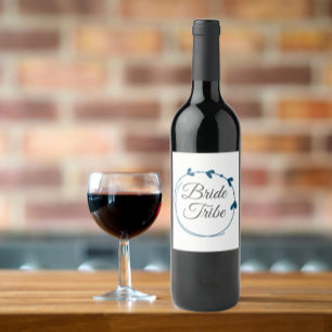 Étiquette Pour Bouteilles De Vin Tribe de mariée Turquoise Bleu Simple couronne de 