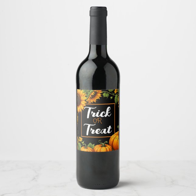 Étiquette Pour Bouteilles De Vin tricoter ou traiter halloween partie favoriser vin (Devant)
