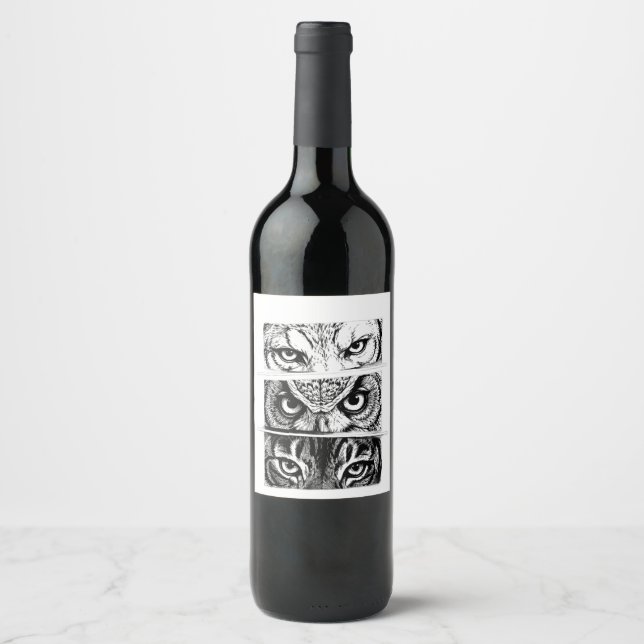 Étiquette Pour Bouteilles De Vin Trinité Loup Aigle Tigre (Devant)