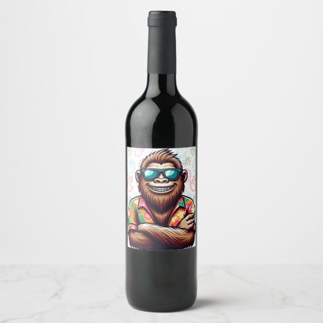 Étiquette Pour Bouteilles De Vin Tropical/beach yeti/bigfoot (Devant)