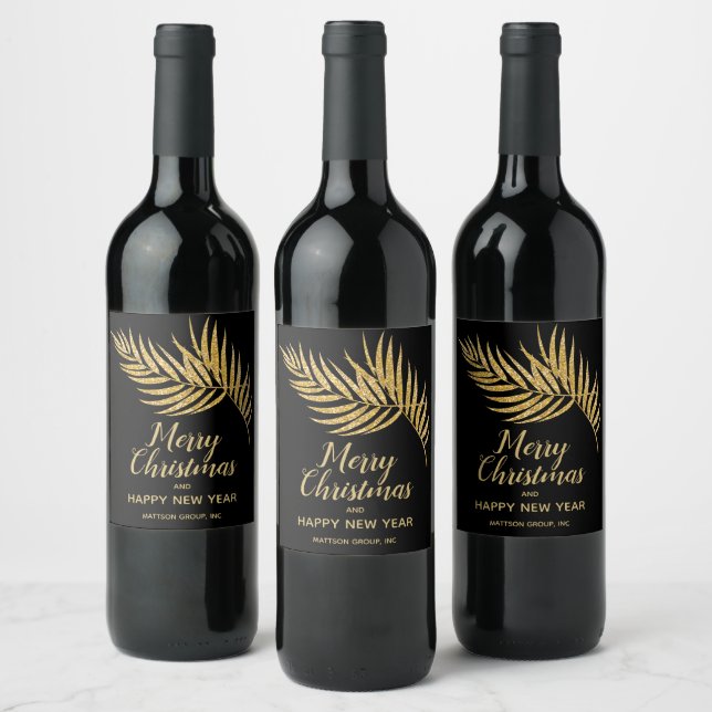 Étiquette Pour Bouteilles De Vin Tropical Gold Parties scintillant Palm Noël (Bouteilles)