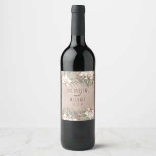 Étiquette Pour Bouteilles De Vin Tropical Palm Orchid Floral Mariage du désert de l