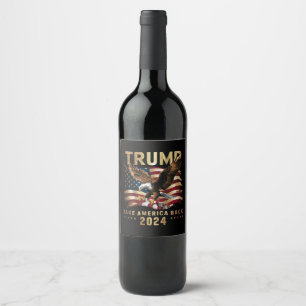 Étiquette Pour Bouteilles De Vin Trump 2024 Reprendre l'Amérique Drapeau américain