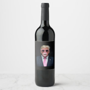 Étiquette Pour Bouteilles De Vin Trump Bubble Gum Rose Président 47 États-Unis