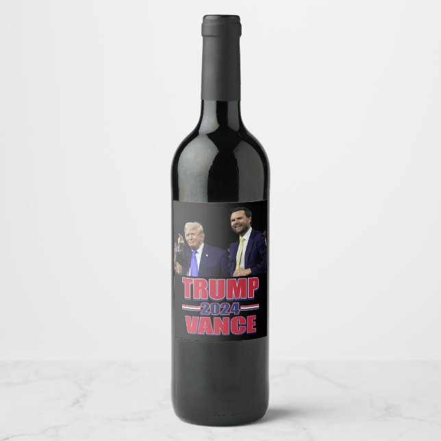Étiquette Pour Bouteilles De Vin Trump et Vance 2024 (Devant)