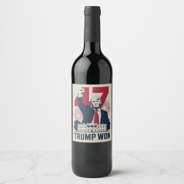 Étiquette Pour Bouteilles De Vin Trump remporte à nouveau le président des élection (Devant)