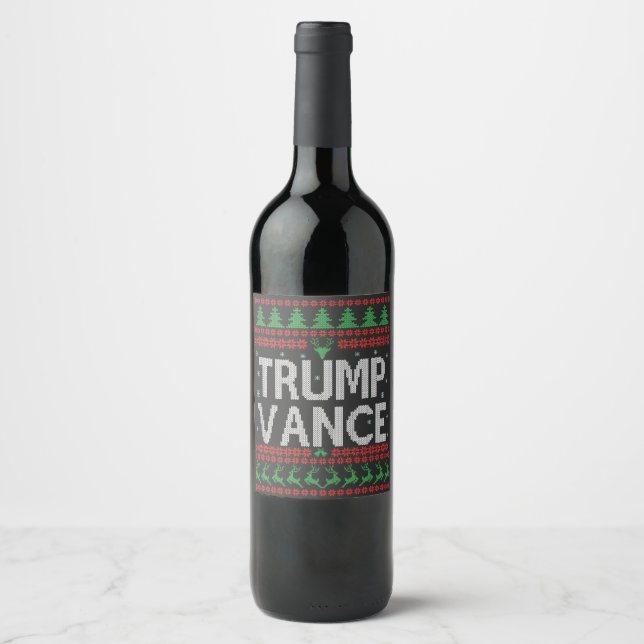 Étiquette Pour Bouteilles De Vin Trump Vance Républicain Moche Noël Sweater Noël (Devant)