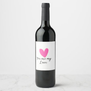 Étiquette Pour Bouteilles De Vin tu es mon amour rose rouge coeur aquarelle kidretr