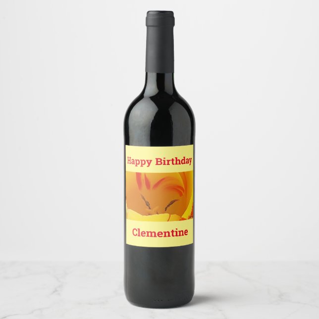 Étiquette Pour Bouteilles De Vin Tulipe jaune printemps (Devant)