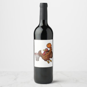 Étiquette Pour Bouteilles De Vin Turquie Dunking Basketball Sport Thanksgiving aman