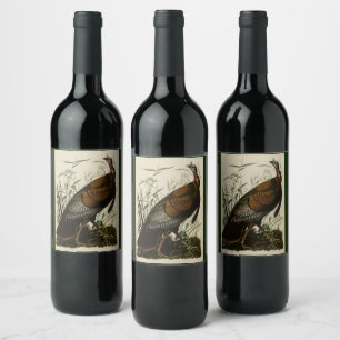 Étiquette Pour Bouteilles De Vin Turquie sauvage (mâle) des oiseaux d'Amérique d'Au