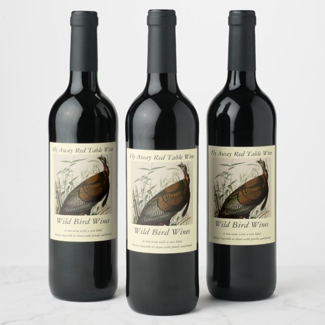 Étiquette Pour Bouteilles De Vin Turquie sauvage (mâle) des oiseaux d'Amérique d'Au (Bouteilles)