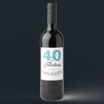 Étiquette Pour Bouteilles De Vin Turquoise Blue 40 et Fabulous 40th Birthday Party<br><div class="desc">Célébrez vos 40 ans de style avec cet élégant design de 40 ans que vous pouvez customiser avec votre nom! 40 et fabuleux en parties scintillant bleu turquoise et noir avec silhouette dansante. Des fournitures de fête et des invitations à la fête du 40e anniversaire sont disponibles dans notre boutique....</div>
