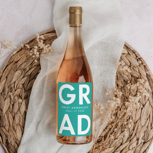 Étiquette Pour Bouteilles De Vin Turquoise   Graduation Gras
