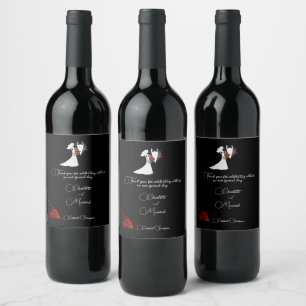 Étiquette Pour Bouteilles De Vin Tuxedo Suit & Bride Mariage Silhouette