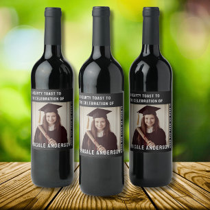 Étiquette Pour Bouteilles De Vin Typographie blanche et photo Gratuation Vin Étique