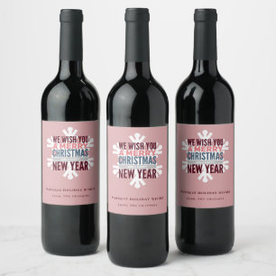 Étiquette Pour Bouteilles De Vin Typographie colorée moderne Vacances Étiquette de
