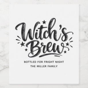 Étiquette Pour Bouteilles De Vin Typographie de la fête d'Halloween de la Sorcière 