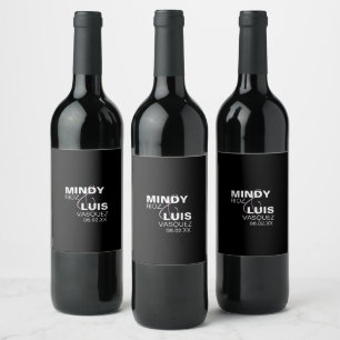 Étiquette Pour Bouteilles De Vin Typographie Gras Ampersand Rose Noir