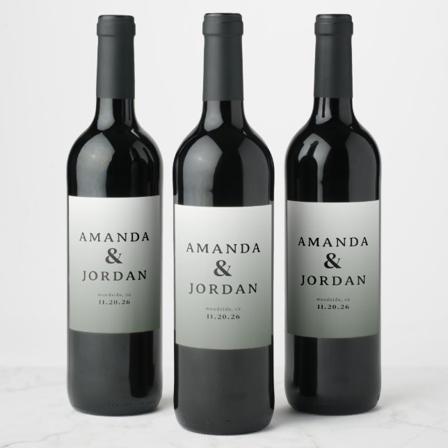 Étiquette Pour Bouteilles De Vin Typographie grise élégante (Bouteilles)