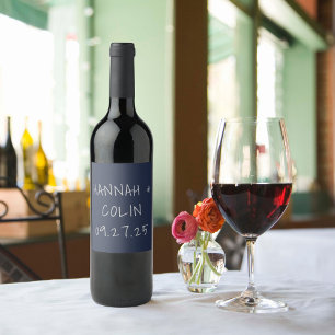 Étiquette Pour Bouteilles De Vin Typographie manuscrite décontractée argent et mari