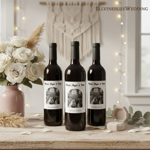 Étiquette Pour Bouteilles De Vin Typographie Minimaliste Boutique Photo Mariage Arc