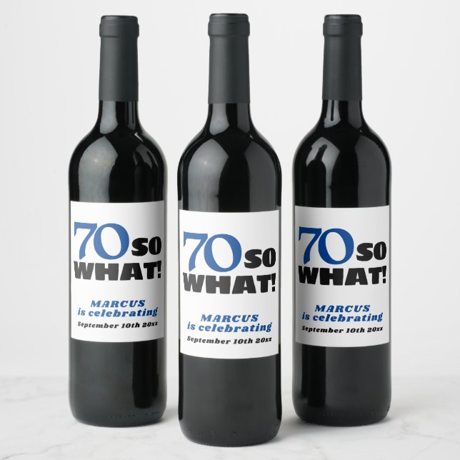 Étiquette Pour Bouteilles De Vin Typographie simple moderne 70e anniversaire (Bouteilles)
