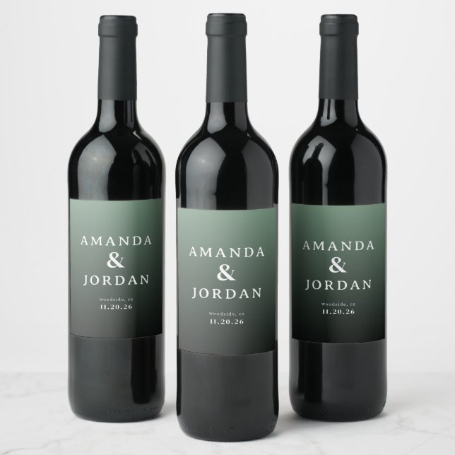 Étiquette Pour Bouteilles De Vin Typographie verte sophistiquée (Bouteilles)