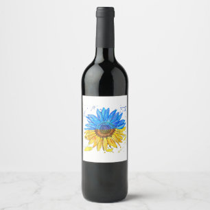 Étiquette Pour Bouteilles De Vin Ukraine Drapeau Tournesol Vintage Chemise Ukrainie