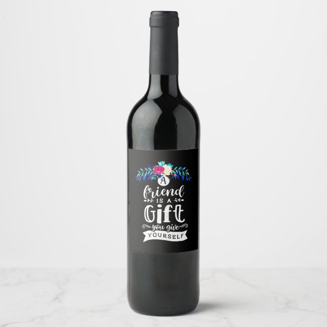 Étiquette Pour Bouteilles De Vin Un ami est un cadeau (Devant)