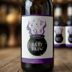 Étiquette Pour Bouteilles De Vin Un bébé brasse le Baby shower d'Halloween Cauldron