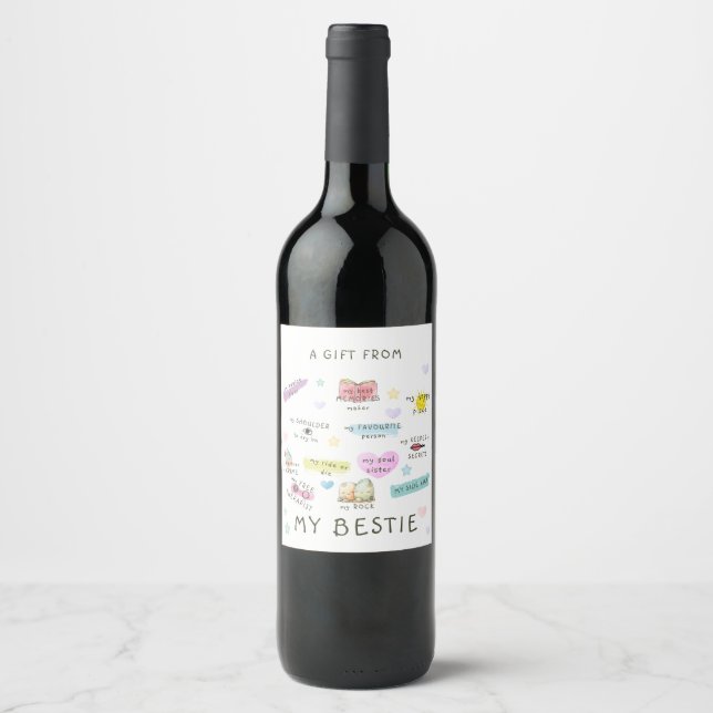 Étiquette Pour Bouteilles De Vin Un cadeau de ma bestie (Devant)