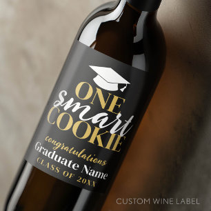 Étiquette Pour Bouteilles De Vin Un cookie intelligent - Moderne Black Gold Graduat