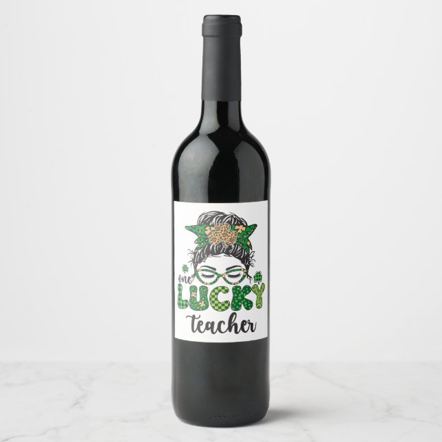 Étiquette Pour Bouteilles De Vin Un enseignant chanceux - Saint-Patrick (Devant)